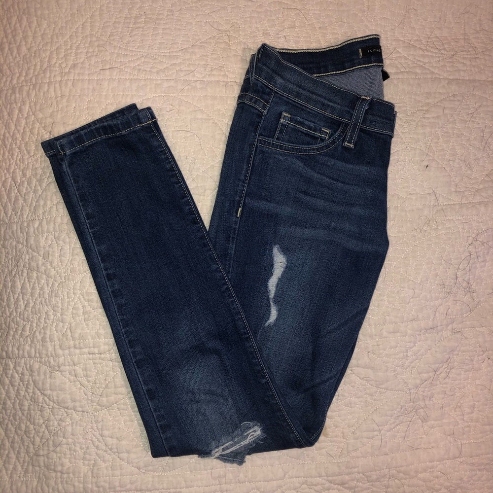 Flying monkey mid-rise distressed jeans - Picture 1 of 4